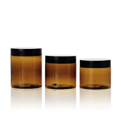 Empty Customized Color Amber PET Jar With Black White For Cream best