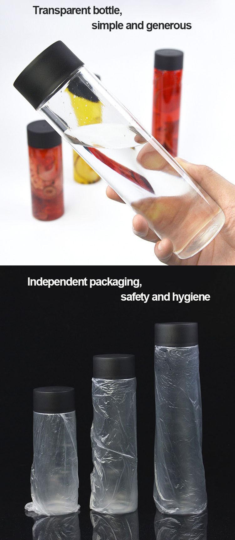 clear beverage bottles