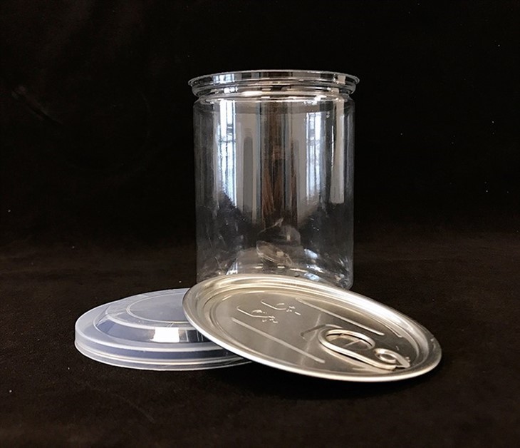 Pull Ring Easy Open Plastic Can With Aluminum Lid