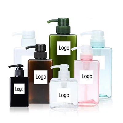 Sgwâr 200/300/400 Pwmp Lotion Siampŵ Potel Plastig Ail-lenwi