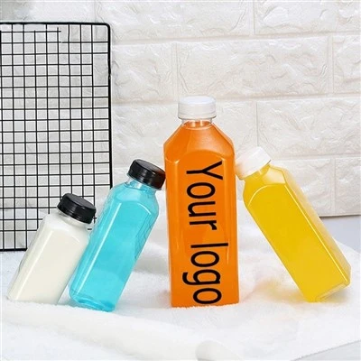 Potel sudd dylunio arfer cyfanwerthol 100ml 500ml Potel llaeth ffres gyda chaead
