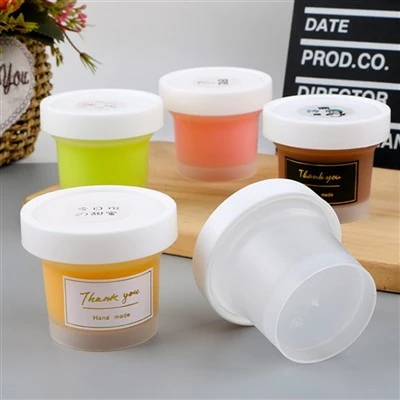 NH Hufen Corff Iogwrt Jar Plastig Frosted PP Plastig Cwpan Gyda Chaeadau